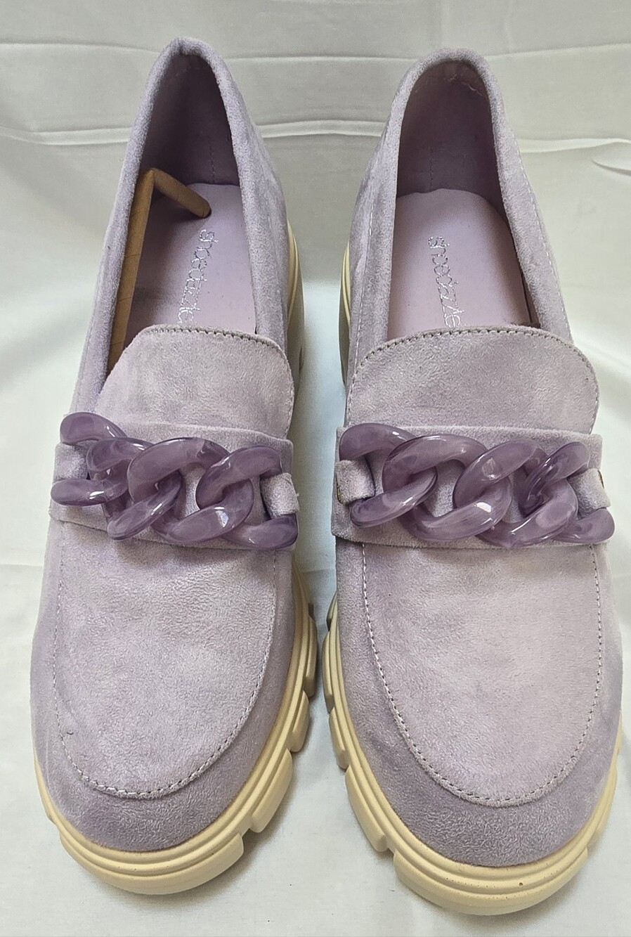 ShoeDazzle Elia Lavender Chunky Chain Loafers Size 11 - Picture 3 of 6